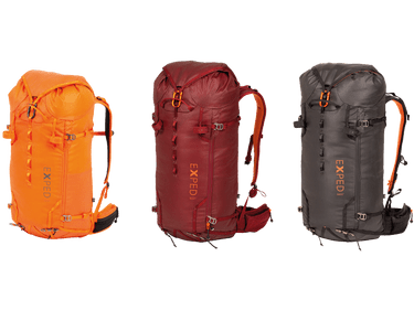 three verglas backpacks in different colours