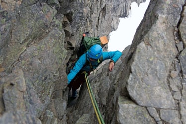 climbing on rocks