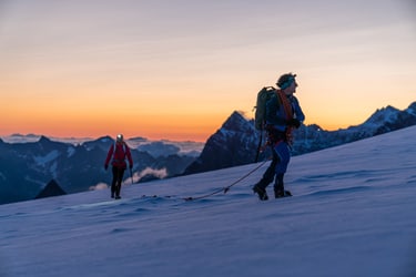 climbing over glacier