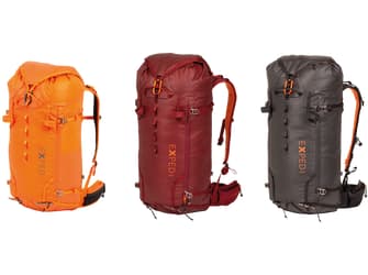 three verglas backpacks in different colours