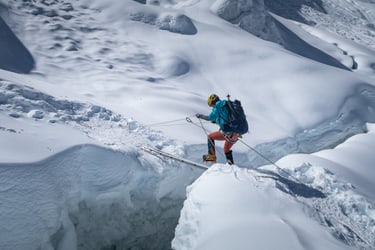 crossing a crevasse