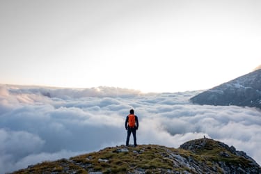 sight on top of the mountain on the sea of fog