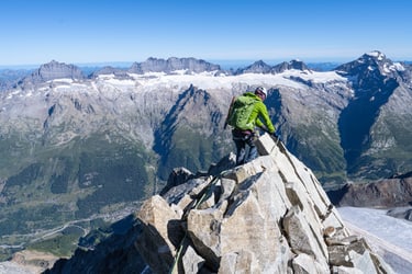 climbing on top of the mountain