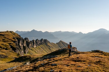 hiking in the mountains