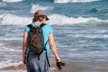 walking along the beach