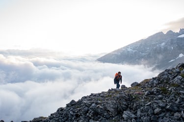 sight on top of the mountain on the sea of fog