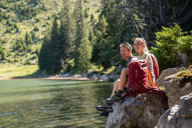 hike rest next to the lake