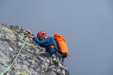 climbing in the mountains