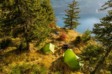 Campsite with Outer Space and Mira tent