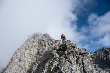 climbing in the mountains