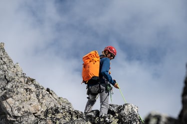 climbing in the mountains