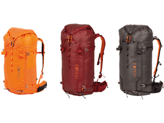 three verglas backpacks in different colours